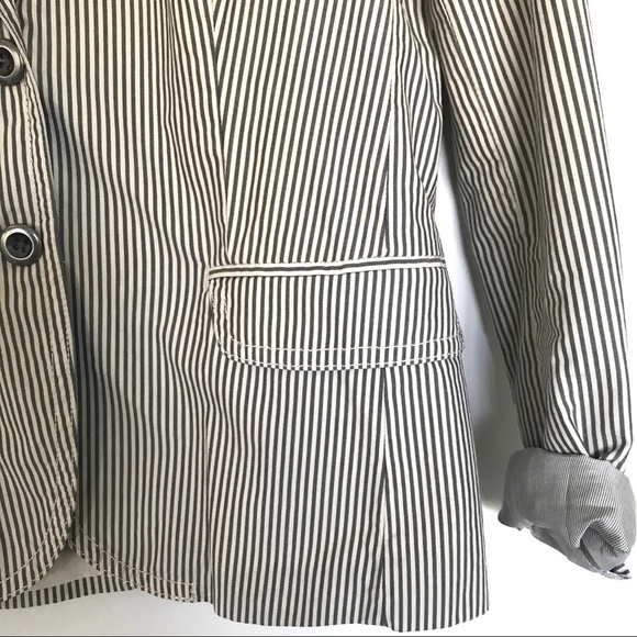 J.Crew Striped Cotton Lightweight Summer Blazer in Gray Off White Mini Stripe, 4 - Picture 5 of 8